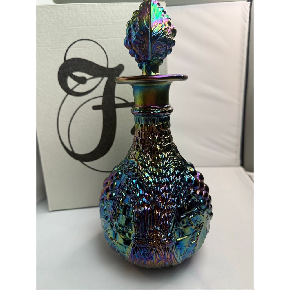 Fenton Amethyst Golden Harvest Carnival Glass Decanter w/Stopper and Box - Picture 4 of 11